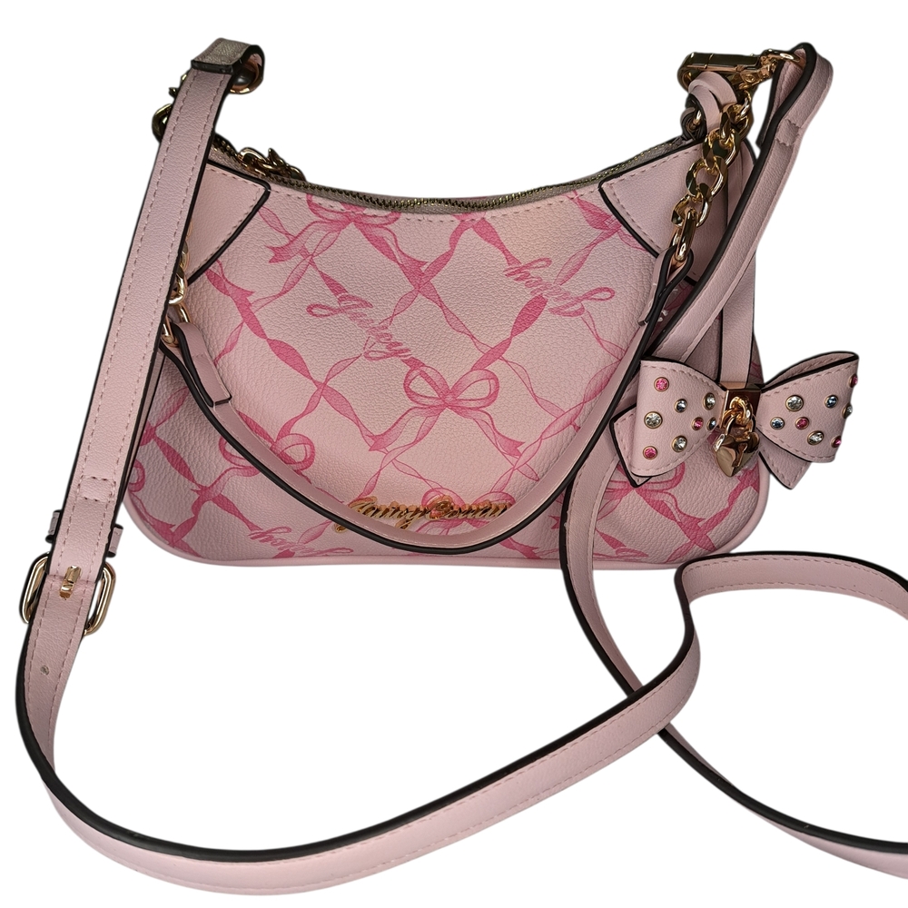JUICY COUTURE Lovely Bow Shoulder Chiffon Pink Removable Shoulder Strap